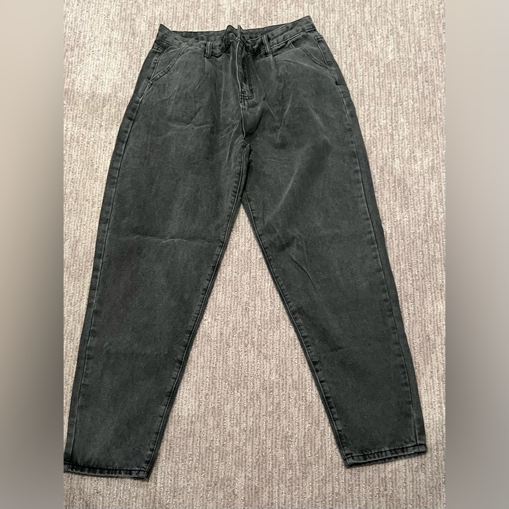 High Waist Fold Pleat Jeans
